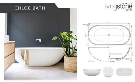 CHLOE BATH: L 1590MM X W 735MM X H 500MM R15 188.00