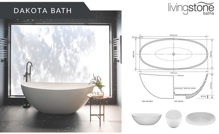 DAKOTA BATH: L 1725MM X W 800MM X H 610MM R21 378.00