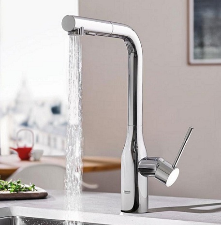 Grohe Essence Chrome High Spout Pullout Kitchen Sink Mixer Tap