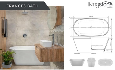 FRANCES BATH: L 1500MM X W 755MM X H 530MM R13 817.00
