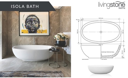 ISOLA BATH: L 1780MM X W 1000MM X H 560MM R29 344.00