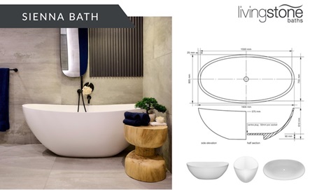 SIENNA BATH: L 1600MM X W 805MM X H 610MM R15 918.00