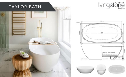 TAYLOR BATH: L 1625MM X W 775MM X H 530MM  R13 669.00