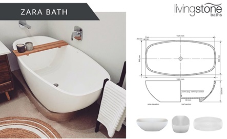 ZARA BATH: L 1665MM X W 840MM X H 525MM R17 077.00